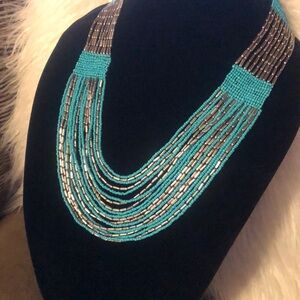 Stunning Turquoise and Silver Multi-Strand Necklace